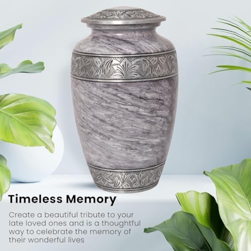 Home Elm Cremation Urn for Human Ashes - Large Gray