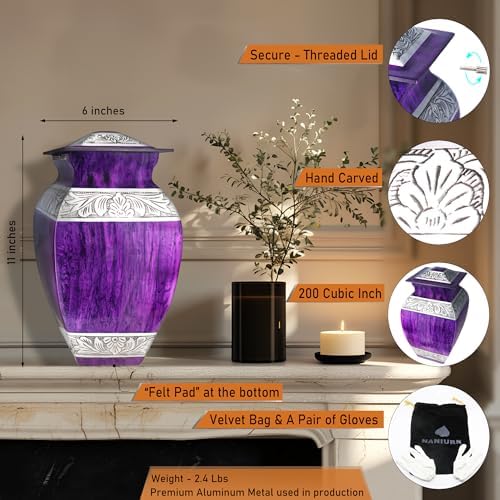 Purple Square Urn for Ashes - Large Full Size