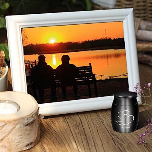 Dletay 157 Inch Mini Urn for Ashes Stainless Steel Keepsake Memorial Holder - My Dad My Hero My Angel