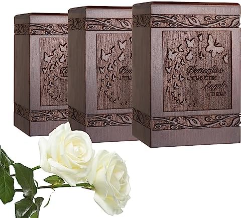 Wooden Carved Butterfly Cremation Urn for Human and Pet Ashes
