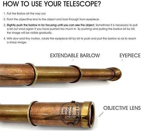 Nautical Brass Spyglass Telescope with Wood Box