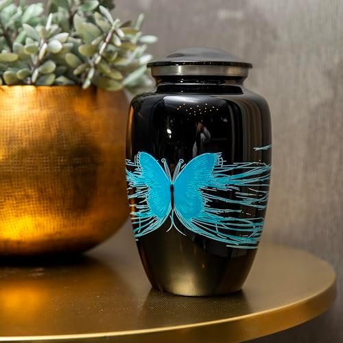 Butterfly Urns for Human Ashes - Large Black Cremation Urn Made in USA