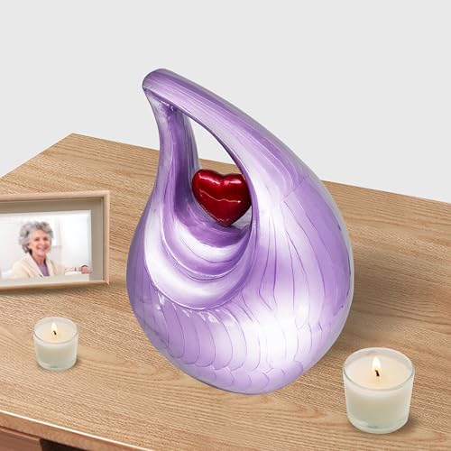 M Meilin Xu Cremation Urn Large Red Heart Purple Teardrop