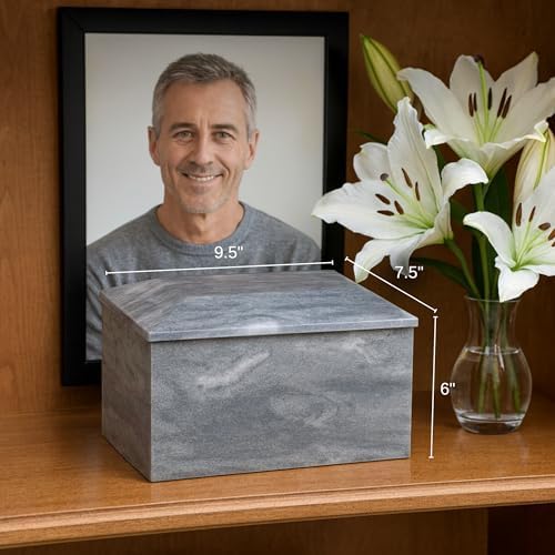 Bey-Berk Deering Moments Marble Cremation Urn for Human Adult Size Grey