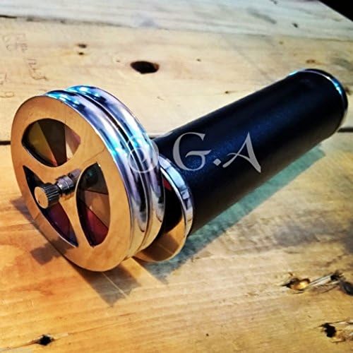 Antique Brass Leather Kaleidoscope Telescope with Double Wheel Design