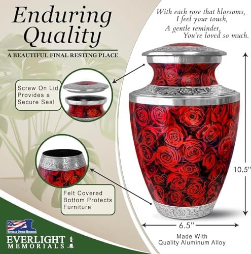 Crimson Rose Urn for Adult Female Ashes