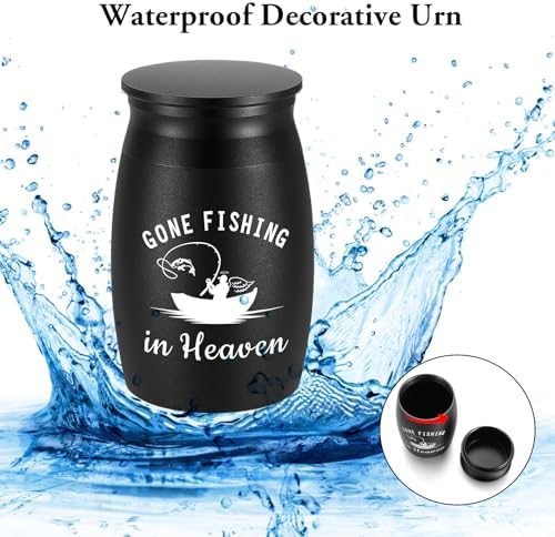 SOITIS Customized Small Urns for Human Ashes - 276 Inches Black Aluminum Urn with Secure Lid