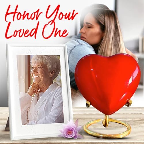 Heart Urn - Small Cremation Urn with Stand for Human Ashes
