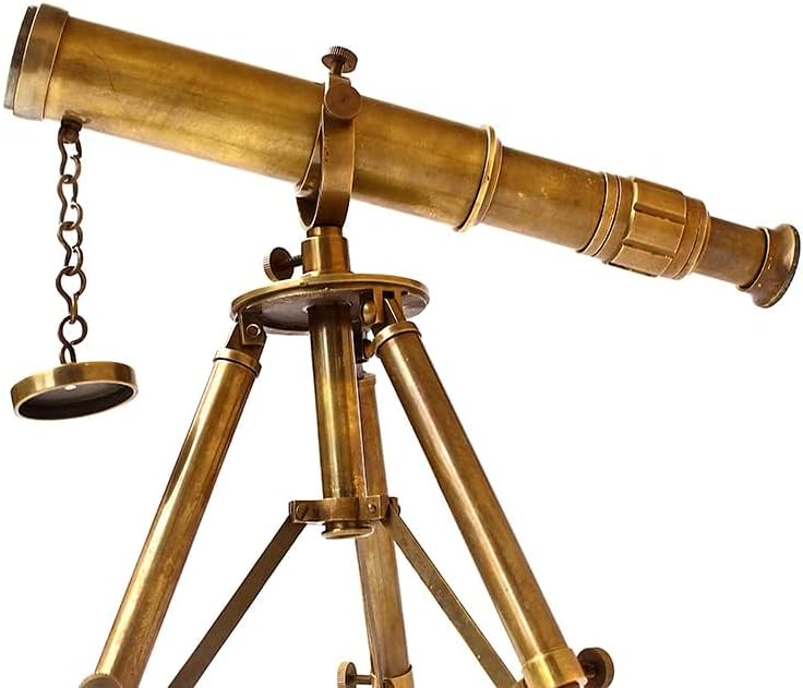 Vintage Brass Table Telescope with Wooden Tripod Stand