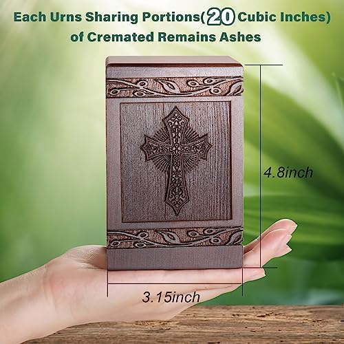 Wooden Carved Cross Urn for Human Ashes 20 Cubic Inch