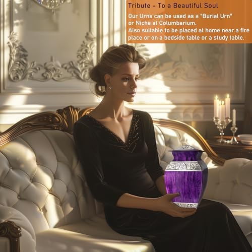 Purple Square Urn for Ashes - Large Full Size