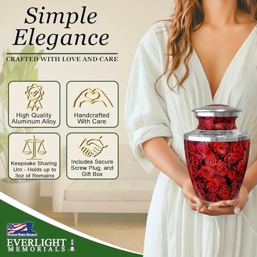 Crimson Rose Urn for Adult Female Ashes