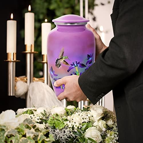 Cremation Urn with Satin Bag Large Handcrafted Hummingbird Design