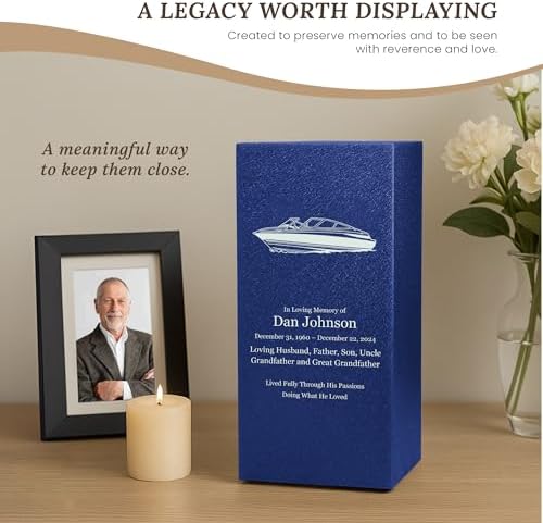 Elegant Customizable Cremation Urn for Human Ashes - Motor Boat Design