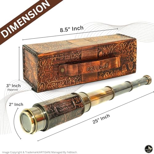 Brass Nautical Telescope Spyglass with Leather Case