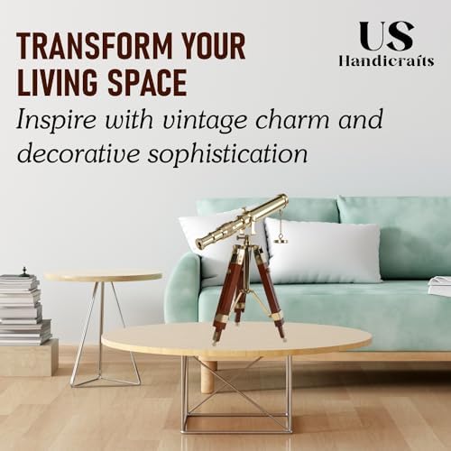 Vintage Brass Telescope with DF Lens and Tripod Stand