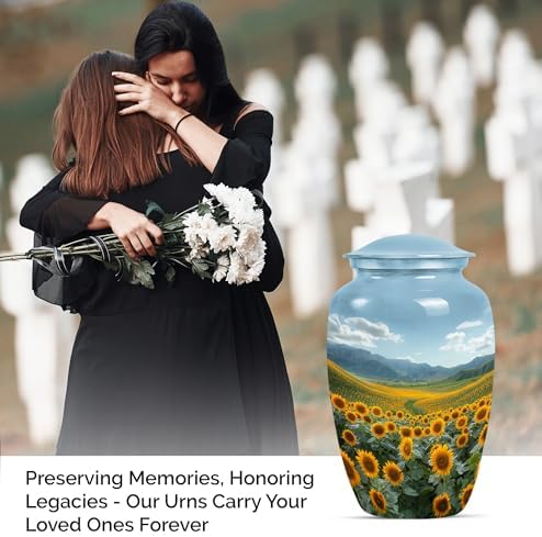 Sunflower Design Decorative Urn for Adult Male Ashes