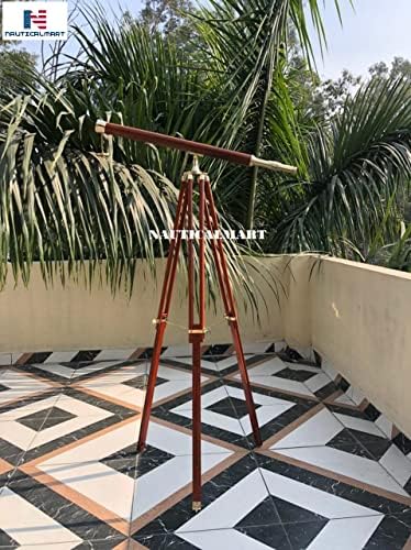 Floor Standing Brass Telescope with Leather Viewfinder 60 Inches
