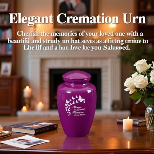 LINES ARTE Purple Butterfly Cremation Urn for Adults