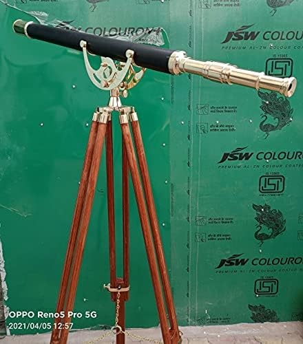 Antique Brass 60 Inch Floor Standing Telescope with Wooden Tripod