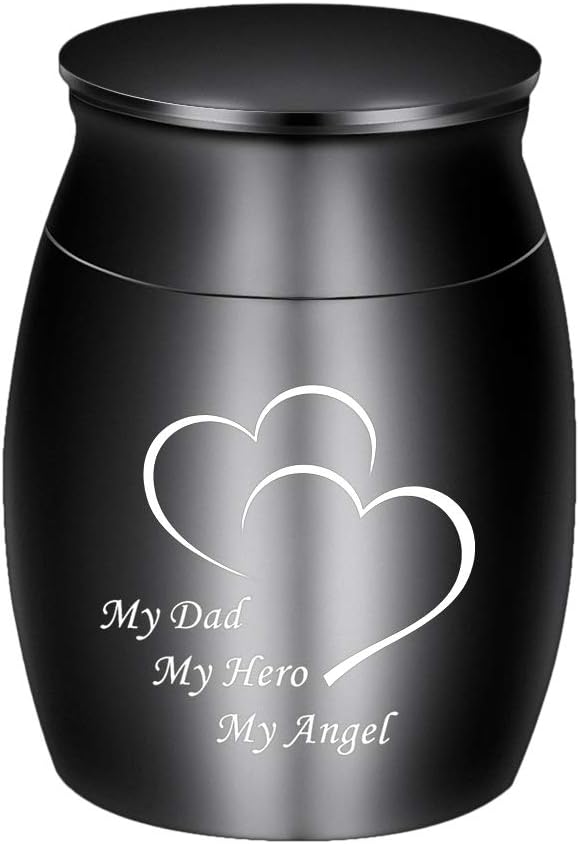 Dletay 157 Inch Mini Urn for Ashes Stainless Steel Keepsake Memorial Holder - My Dad My Hero My Angel