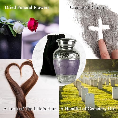 Small Urn for Human Ashes Keepsake Mini Purple Urn