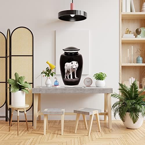Stylish Aluminum Cremation Urn with Wolf Design