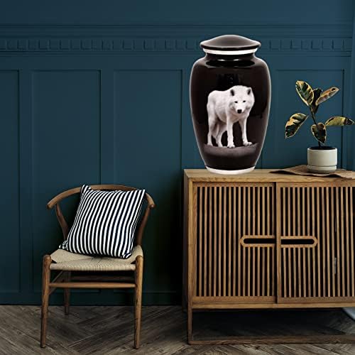 Stylish Aluminum Cremation Urn with Wolf Design