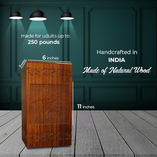 Ziya Cardinal Wooden Urn for Human Ashes Large Adult Cremation Urn with Satin Bag