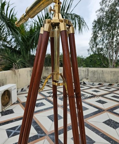 Nautical Home Decor Brass Telescope with Wooden Stand 1