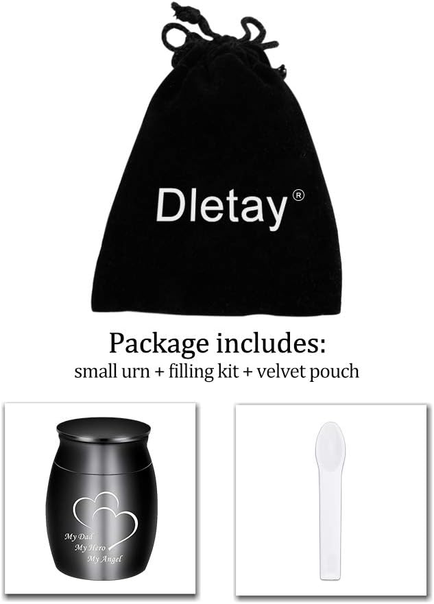 Dletay 157 Inch Mini Urn for Ashes Stainless Steel Keepsake Memorial Holder - My Dad My Hero My Angel