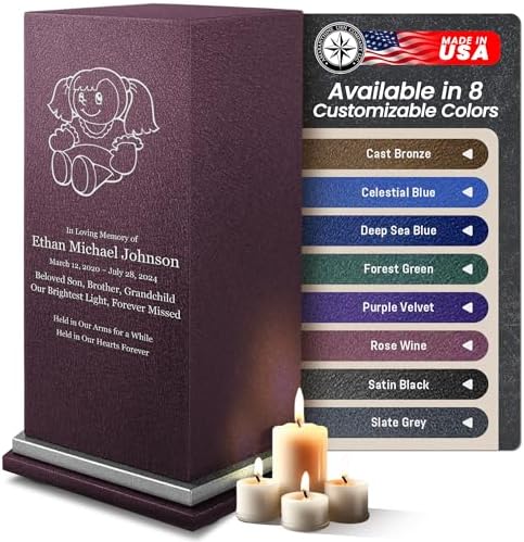 Amaranthine Urn Decorative Cremation Urn for Human Ashes - Customizable Text Color Base