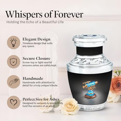 Telescope Decorative Urns Set of 2 - 3 Inch Keepsake Urns for Adult Ashes