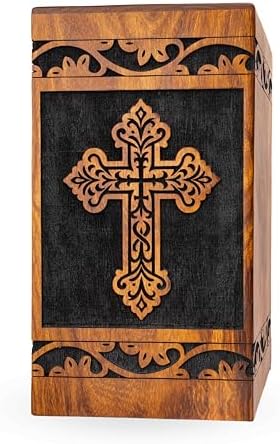 Handcrafted Wooden Urn with Celtic Cross Design