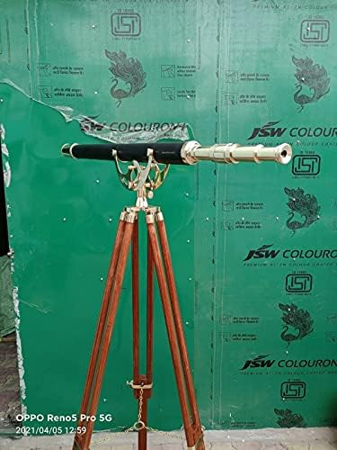Antique Brass 60 Inch Floor Standing Telescope with Wooden Tripod