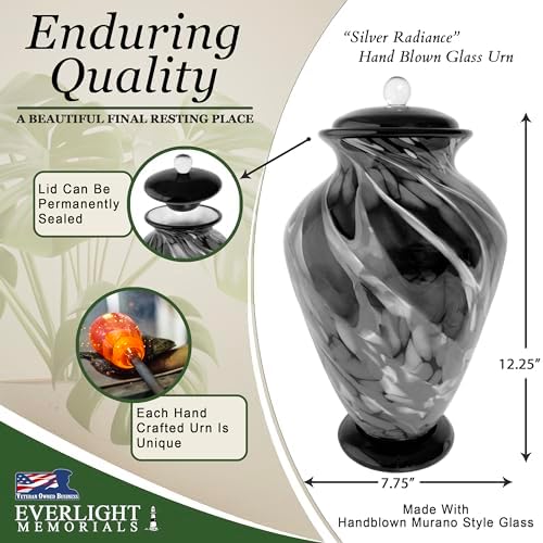 Hand Blown Glass Urn for Ashes - Adult Size