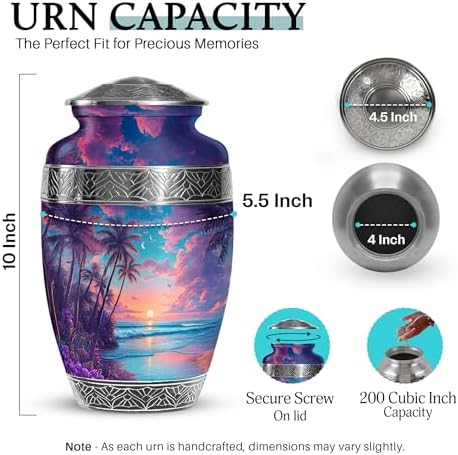 10 Inch Beach Urn for Human Ashes - Handcrafted Funeral Urn
