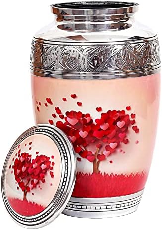 HLC Red Heart Cream Keepsake Urn - Velvet Box Included