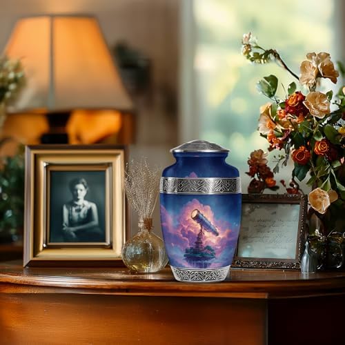 Telescope Cremation Urn - 10 Inch Blue Urn for Human Ashes
