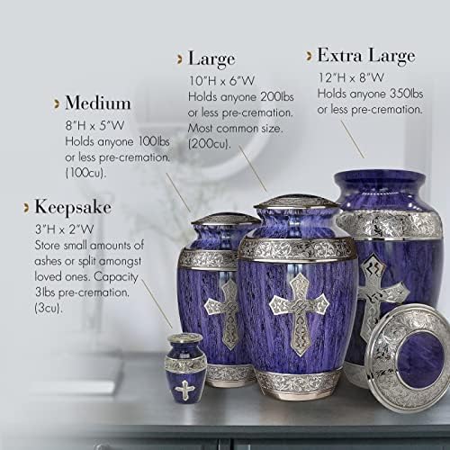 Purple Cross Cremation Urn for Women - Handcrafted Decoration