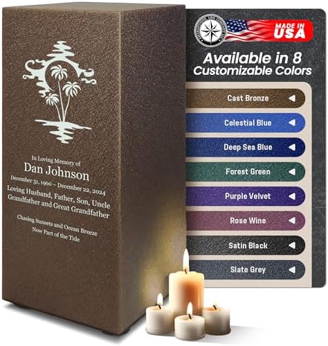 Amaranthine Urn Decorative Cremation Urn for Human Ashes - Customizable Text Color and Base