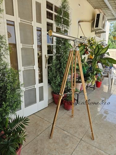 Nautical Home Decor Brass Telescope with Wooden Stand