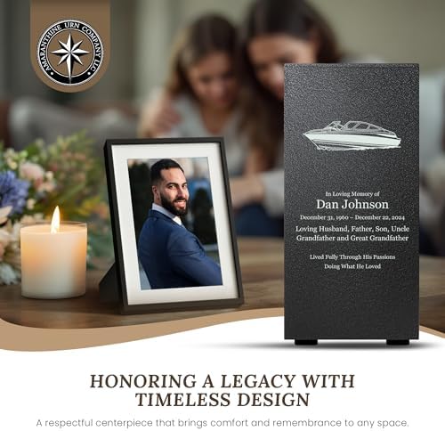 Elegant Customizable Cremation Urn for Human Ashes - Motor Boat Design