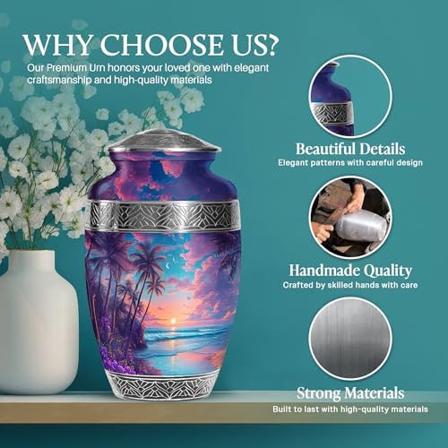 10 Inch Beach Urn for Human Ashes - Handcrafted Funeral Urn