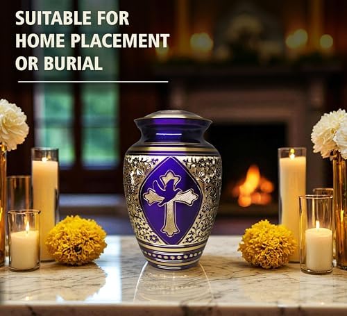 Gold Transcendent Cross Cremation Urn for Adult 10 Inches Tall