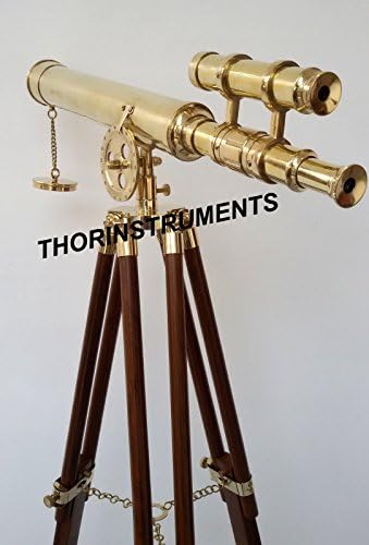 Nautical Brass Telescope with Wooden Stand