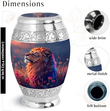 Majestic Lion Cremation Urn for Adult Ashes - 10 Inch