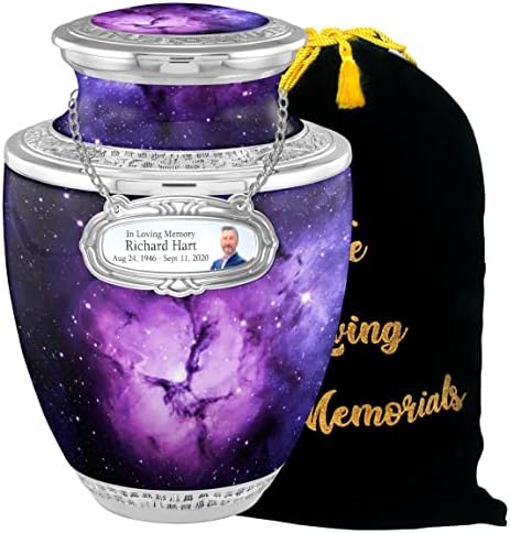 Personalized Purple Nebula Galaxy Cremation Urn for Adult Ashes - 200lbs Burial Urn with Velvet Bag