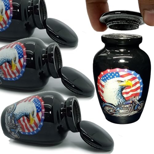 UR Keepsake Urn Set of 4 - US Flag Eagle with Harley Davidson Design