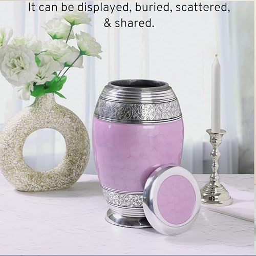Metal Alloy Cremation Urn - Lavender Silver 105